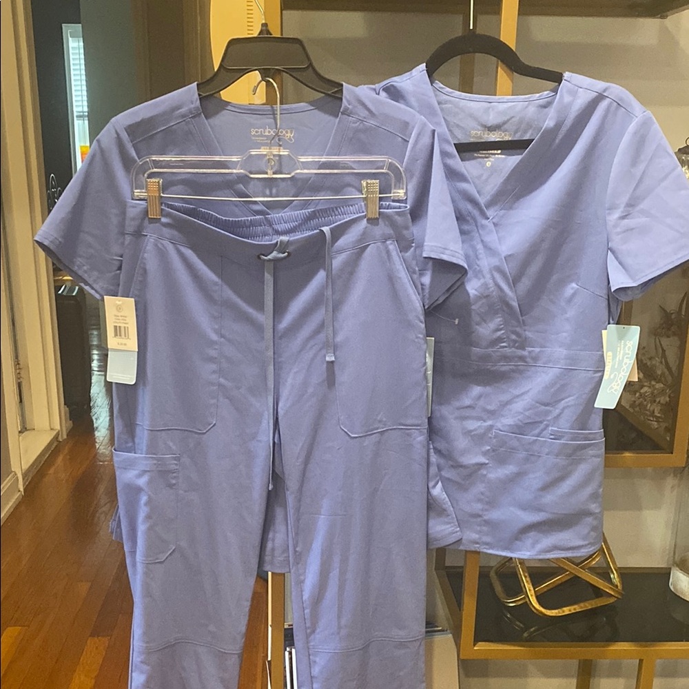 Blue Scrub Set with Top and Pants